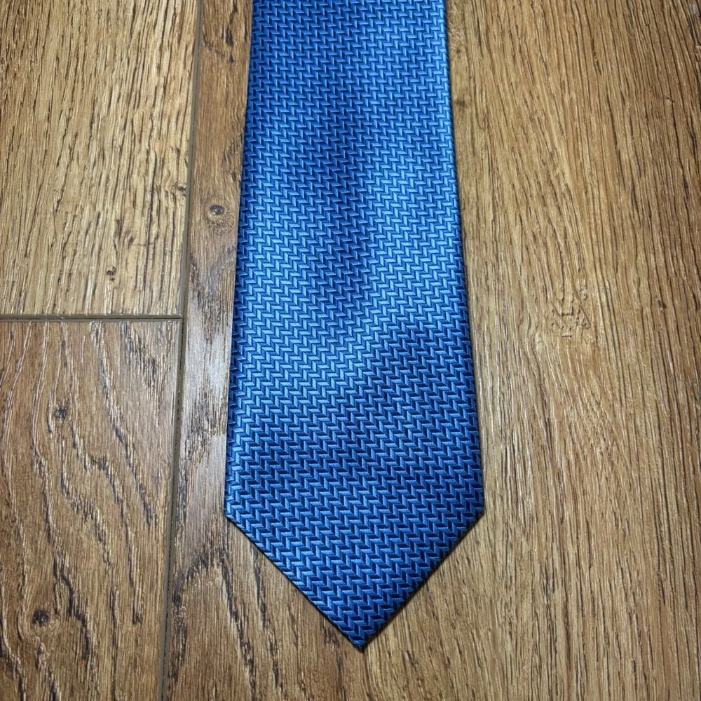 Pierre Cardin Mens Blue Geometric formal Pattern Necktie Hand‎ Made